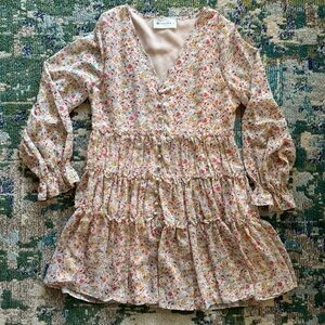 Cream Floral Print with ruffle detail